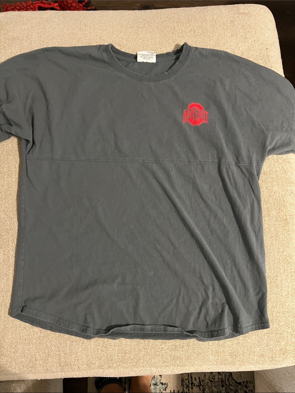 Champion Dark Gray Short Sleeve Tee with Red Ohio State Logo